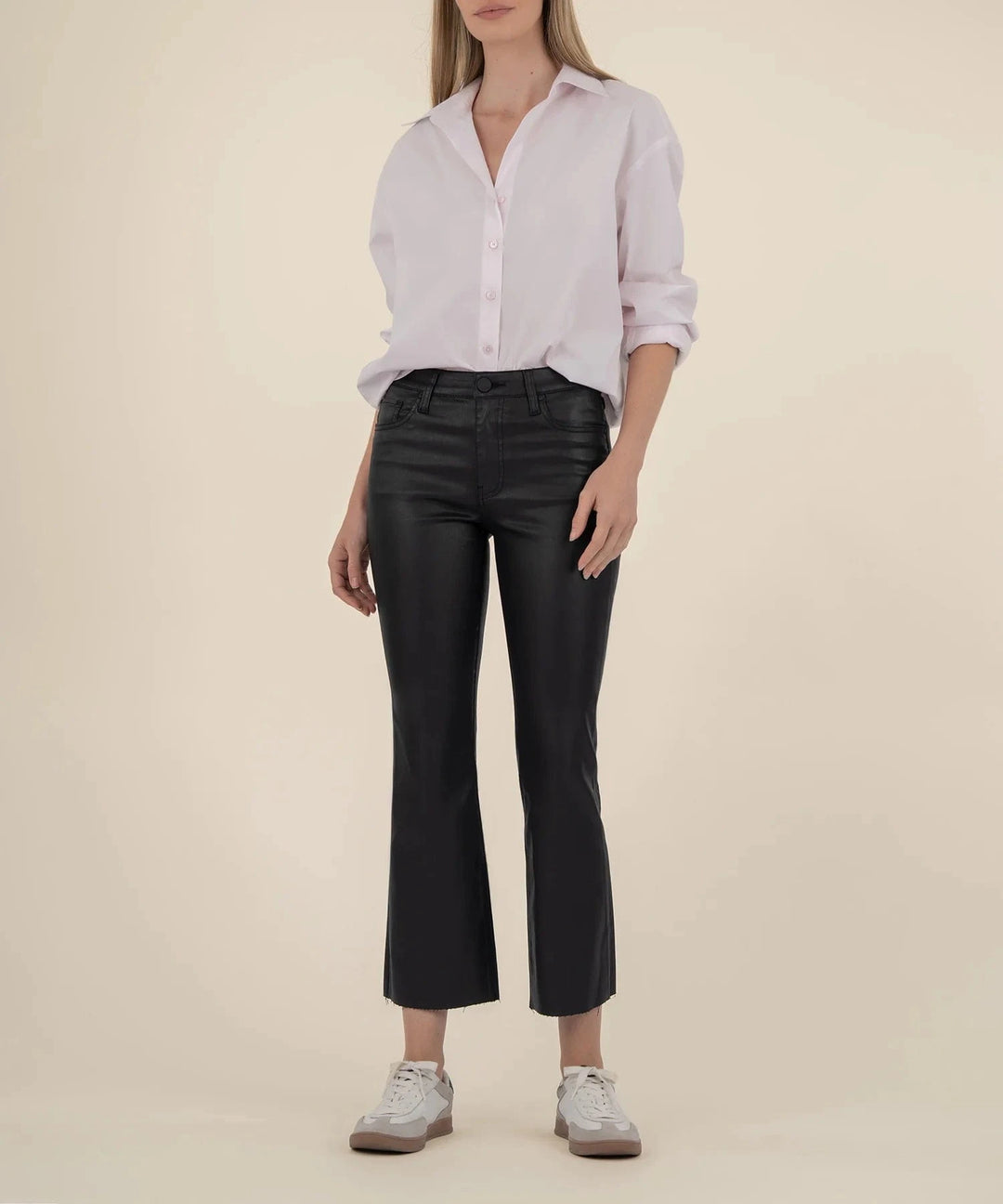KUT from the Kloth Denim Black / 00 Kelsey Coated High Rise Ankle Flare - KP0513MB2