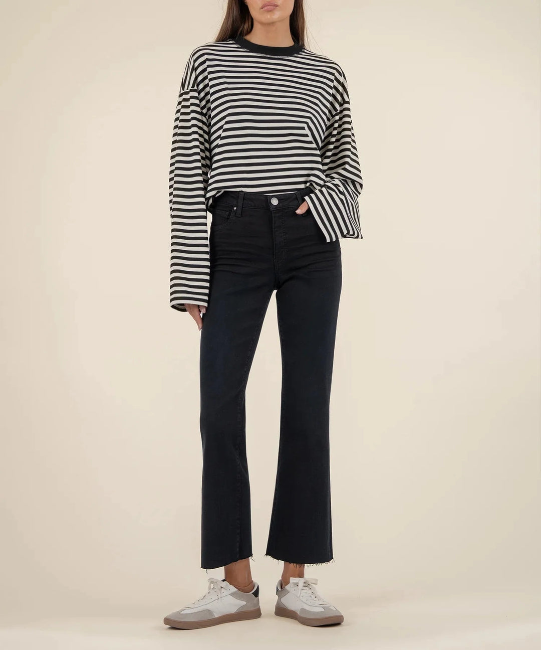 KUT from the Kloth Denim Black / 00 Kelsey High Rise Ankle Flare - KP1575MC2