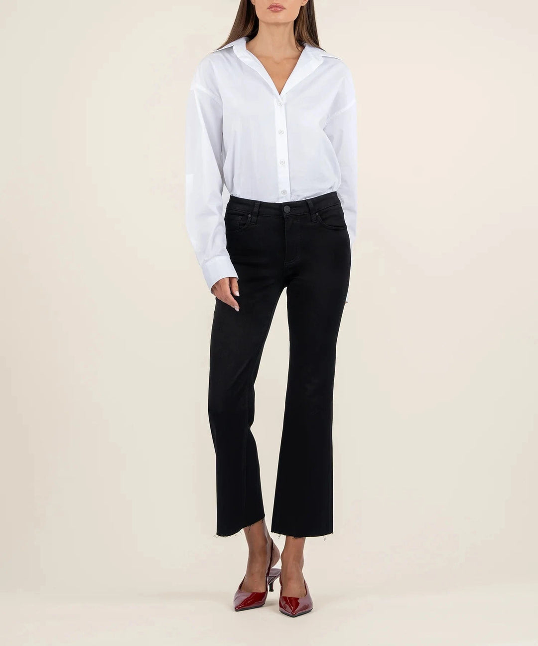 KUT from the Kloth Denim Black / 00 Kelsey Mid Rise Ankle Flare - KP1742MA1