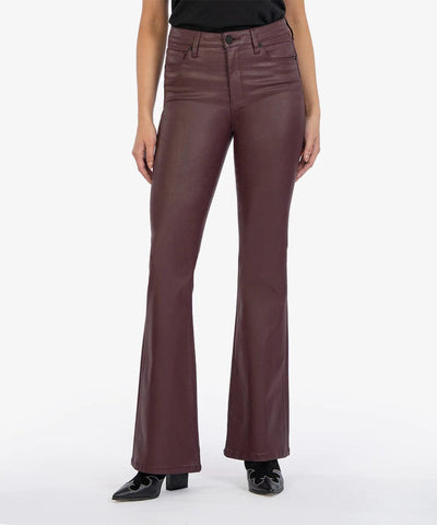 KUT from the Kloth Denim Bordeaux / 0 Ana Fab Ab Coated High Waist Flare Jeans