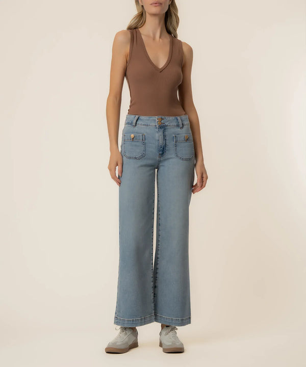 KUT from the Kloth Denim Brilliant  w/ Light / 00 Meg High Rise Wide Leg - KG2500MA1