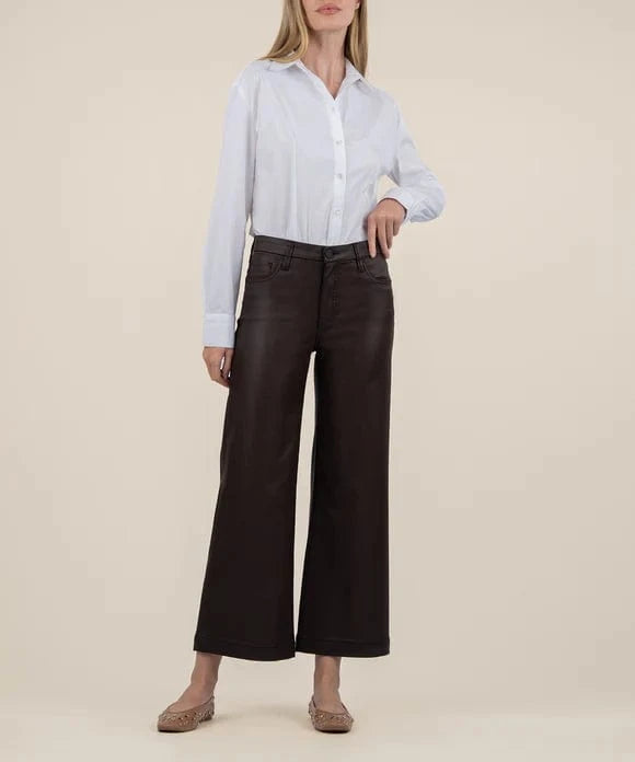 KUT from the Kloth Denim Chocolate / 0 Meg Coated High Rise Wide Leg - KG2021MA1L