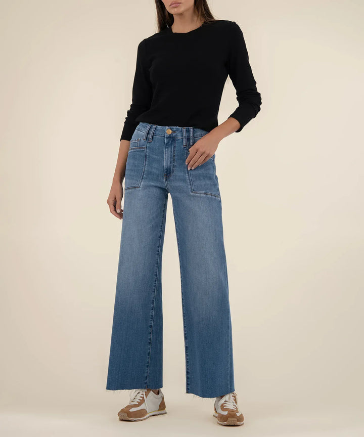 KUT from the Kloth Denim Earn w/ Med Wash / 00 Meg High Rise Wide Leg - KG2424MA1