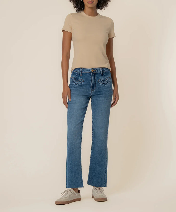 KUT from the Kloth Denim Excitement w/ Med Wash / 00 Kelsey High Rise Ankle Flare - KP2453MA2