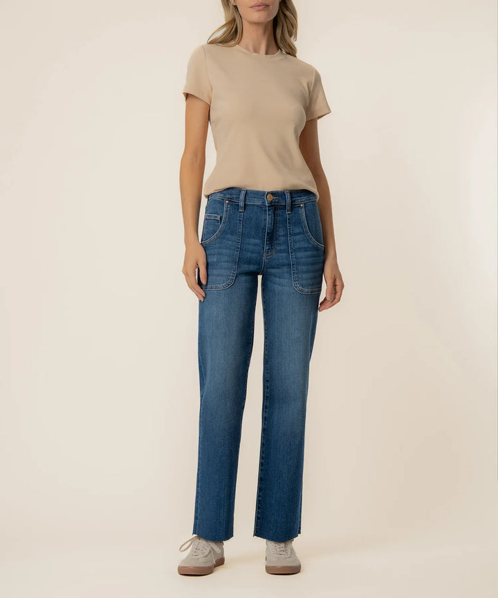 KUT from the Kloth Denim Fortune w/ Dark / 00 Avery High Rise Straight Leg Denim - KP2528MA1