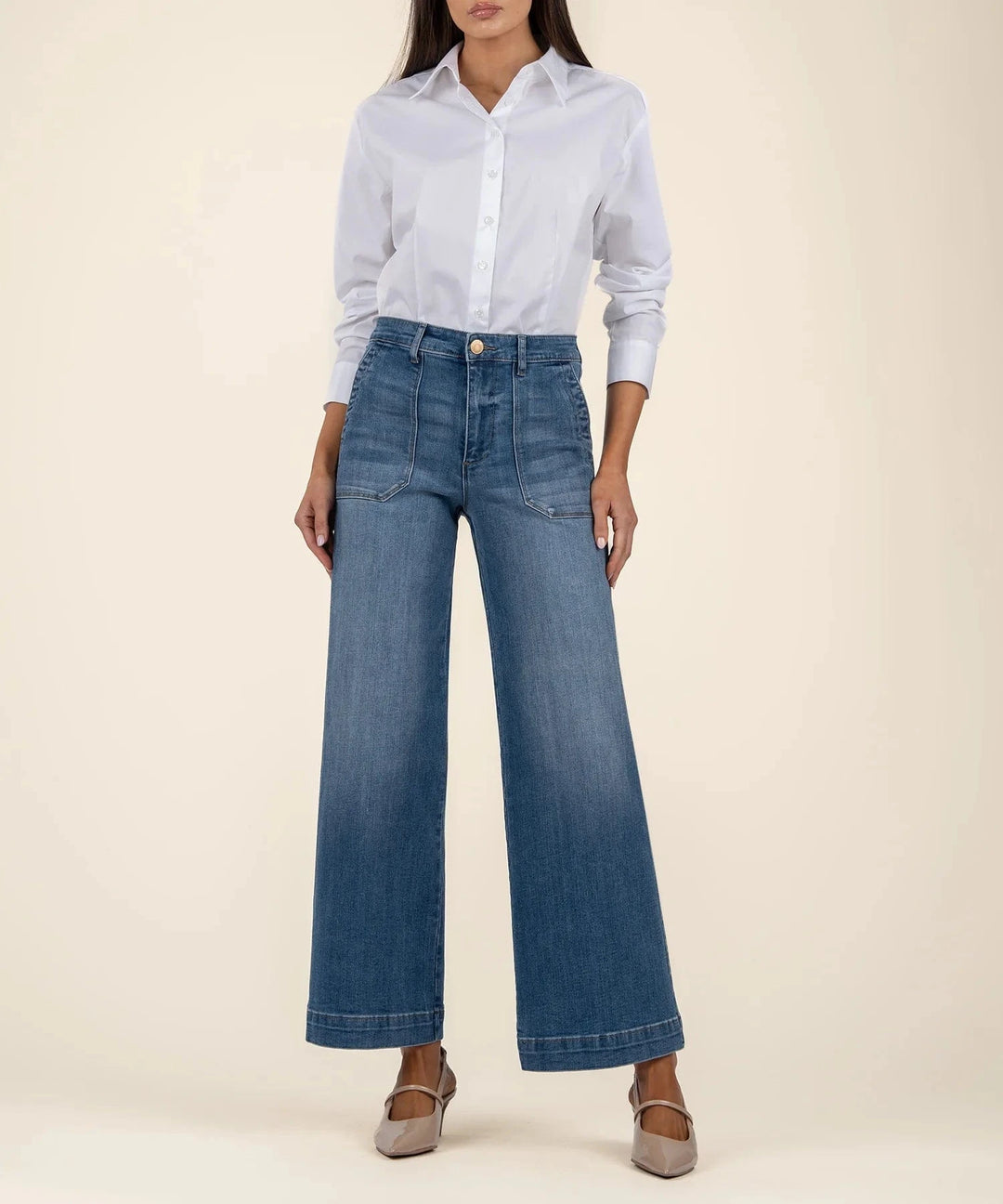 KUT from the Kloth Denim Friendship w/ Dark Wash / 0 Meg High Rise Wide Straight Leg - KG2184MA1