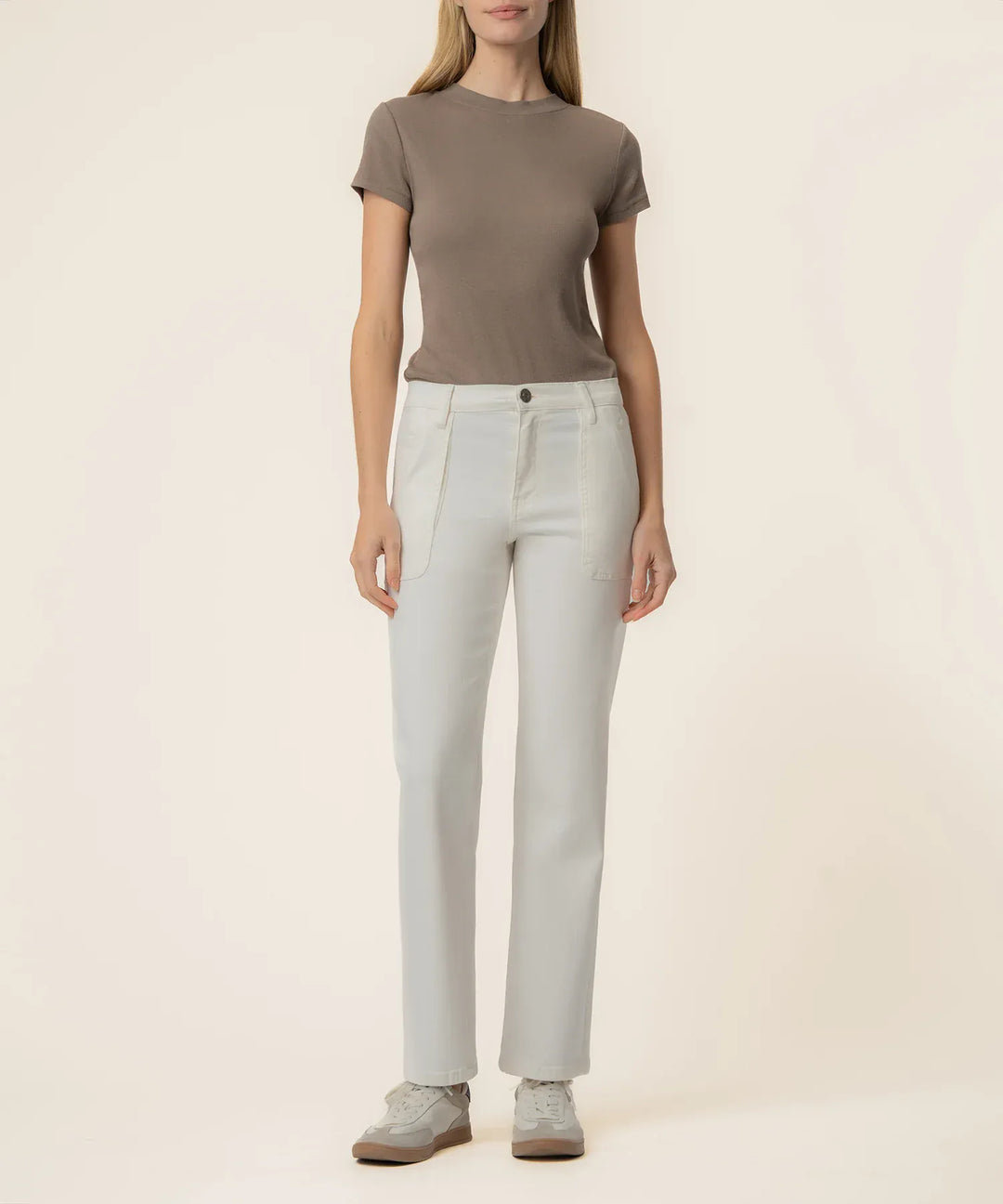 KUT from the Kloth Denim Ivory / 00 Avery High Rise Straight Leg - KP2471MA1