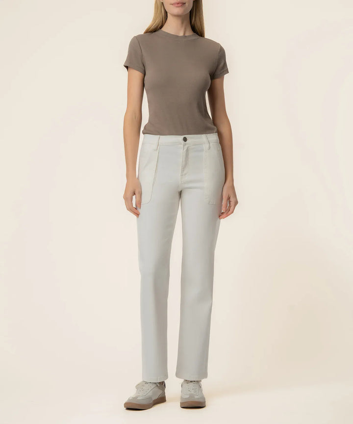 KUT from the Kloth Denim Ivory / 00 Avery High Rise Straight Leg - KP2471MA1