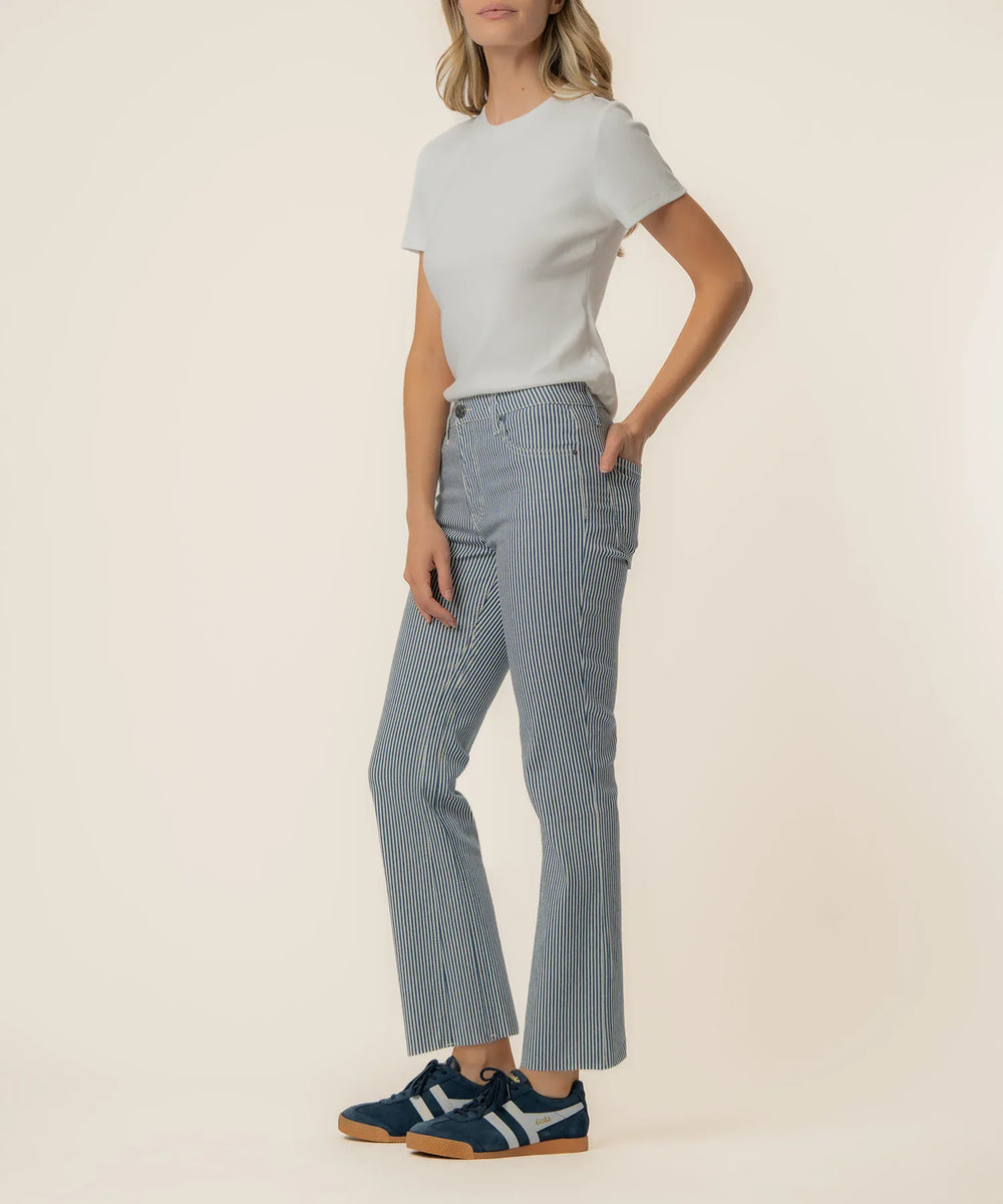 KUT from the Kloth Denim Kelsey Twill Stripe High Rise Ankle Flare - KP1574ME4