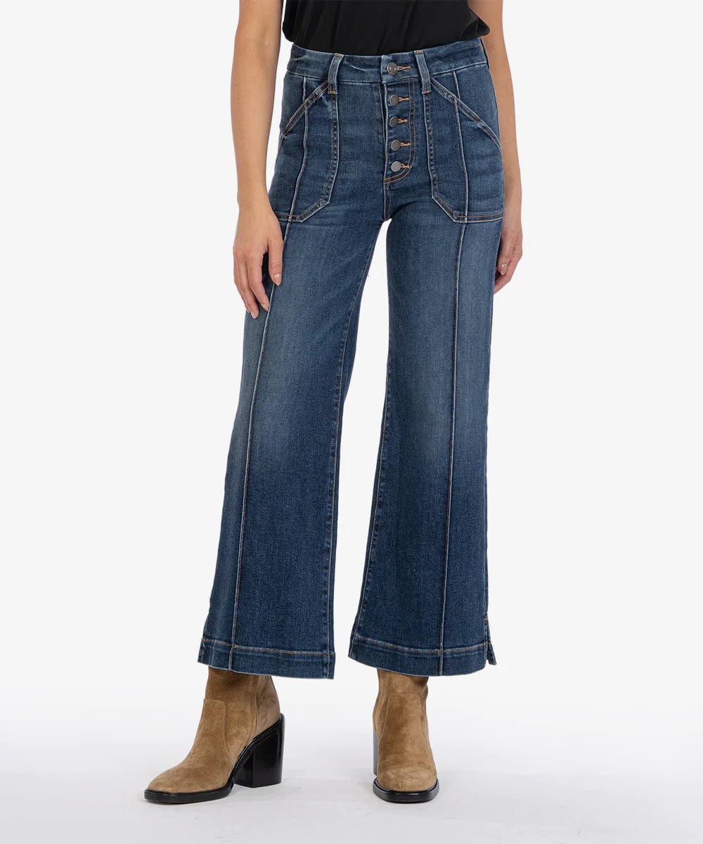 KUT from the Kloth Denim Meg High Rise Wide Leg Friendly W/Dark Stone