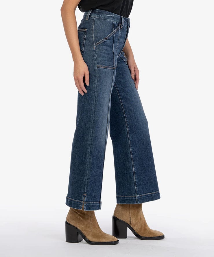 KUT from the Kloth Denim Meg High Rise Wide Leg Friendly W/Dark Stone