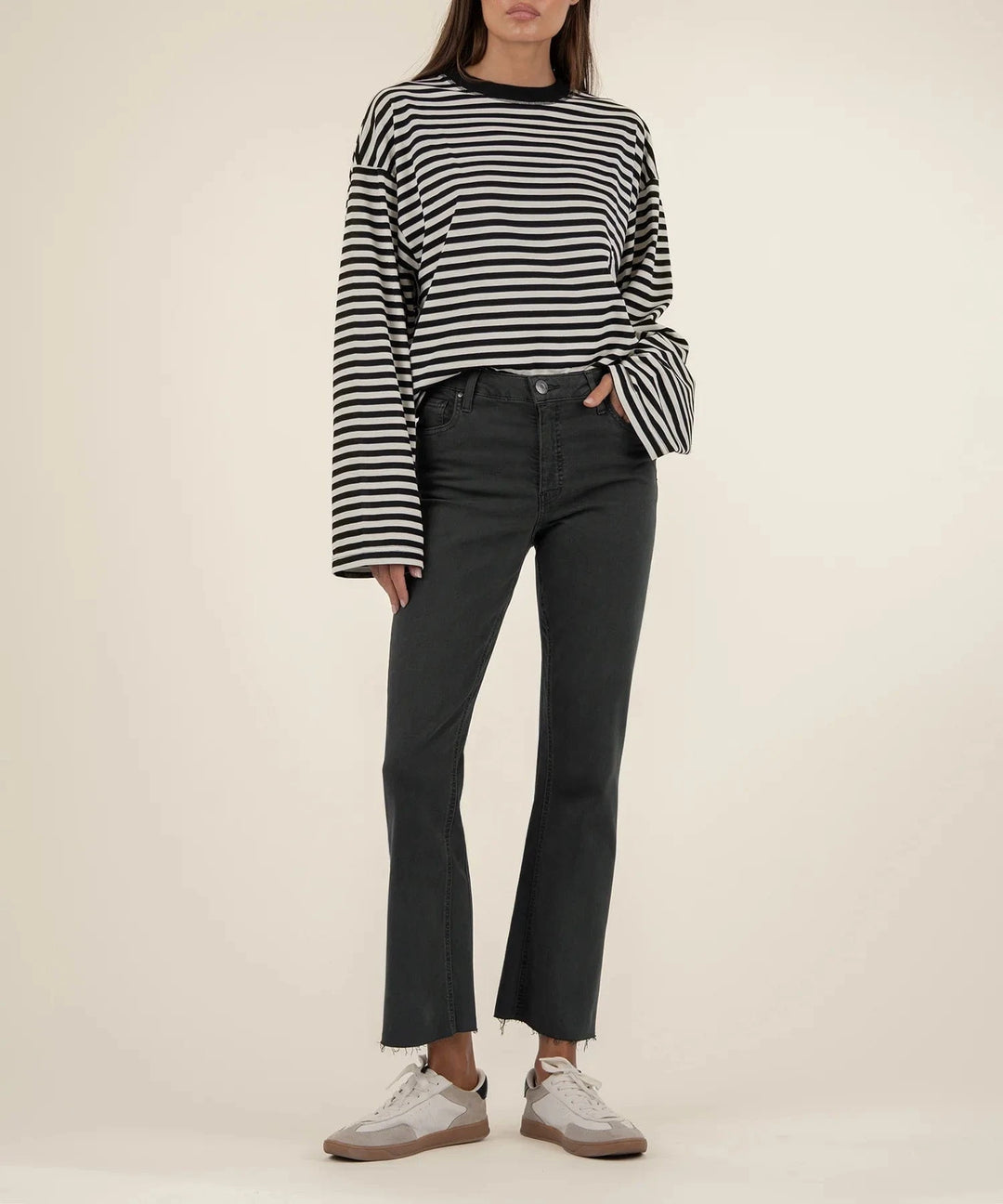 KUT from the Kloth Denim Pewter Green / 00 Kelsey High Rise Ankle Flare Pant - KP1574MC7