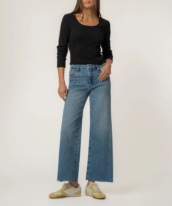 KUT from the Kloth Denim Regent w/ Medium / 00 Meg High Rise Wide Leg - KG1516MJ9