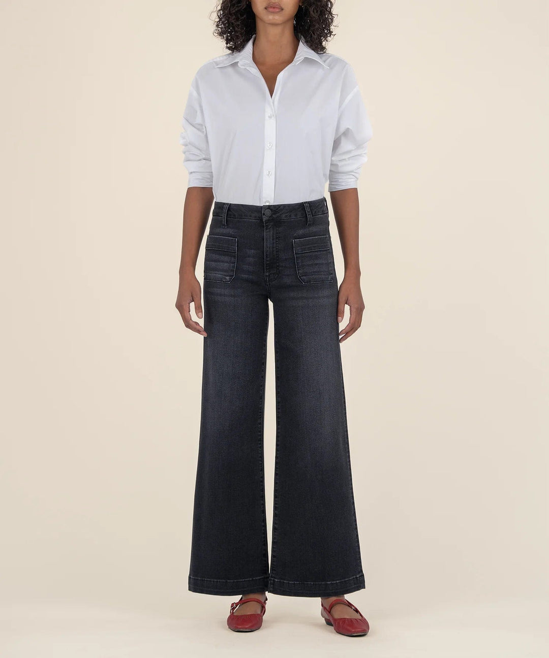 KUT from the Kloth Denim Tactful / Black Base / 00 Meg High Rise Wide Leg - KG1753MA8L