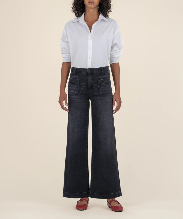 KUT from the Kloth Denim Tactful / Black Base / 00 Meg High Rise Wide Leg - KG1753MA8L