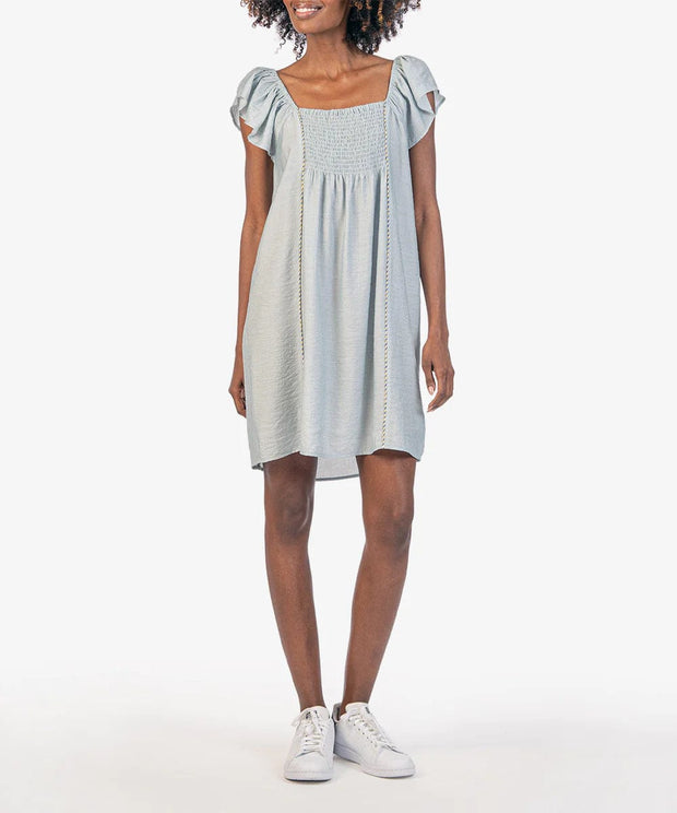 KUT from the Kloth Dress Light Blue / XS Winona Smocked Chambray Minidress