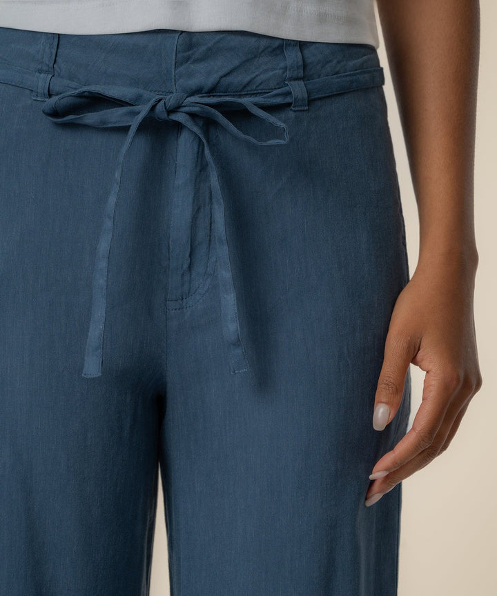 KUT from the Kloth Meg Linen Wide Leg Pants, beige linen pants with a relaxed fit and wide-leg style, front view.
