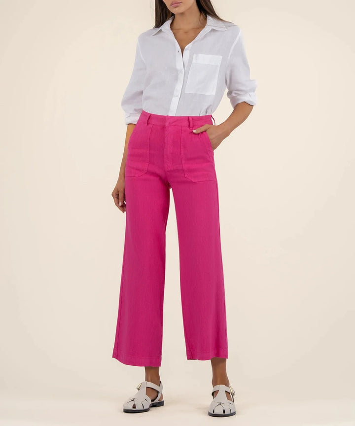 KUT from the Kloth Pants Fuchsia / 0 Topaz Linen Wide Leg