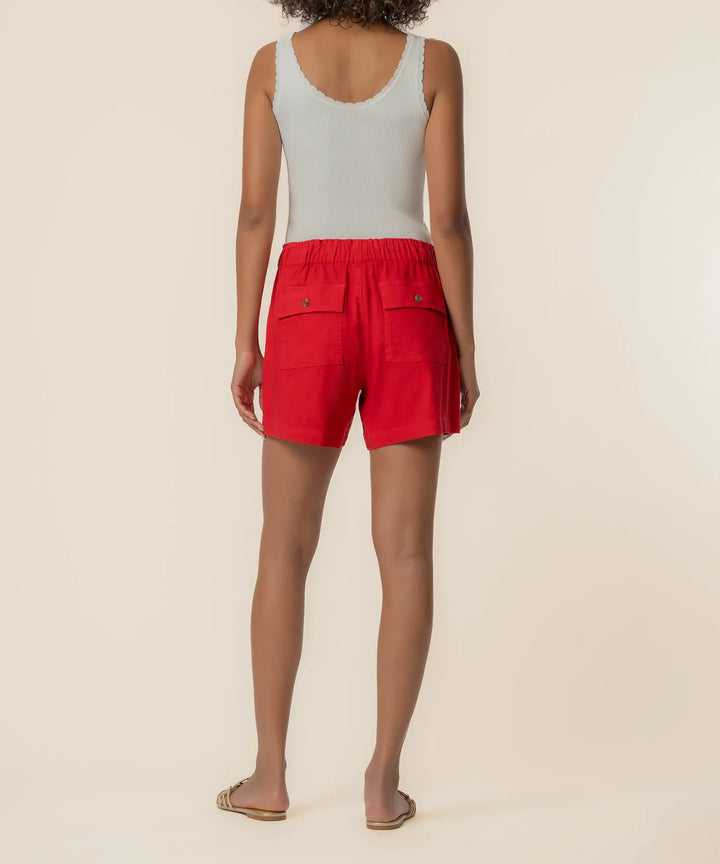KUT from the Kloth Katana Linen Drawstring Shorts, lightweight casual shorts with adjustable waist and relaxed fit.