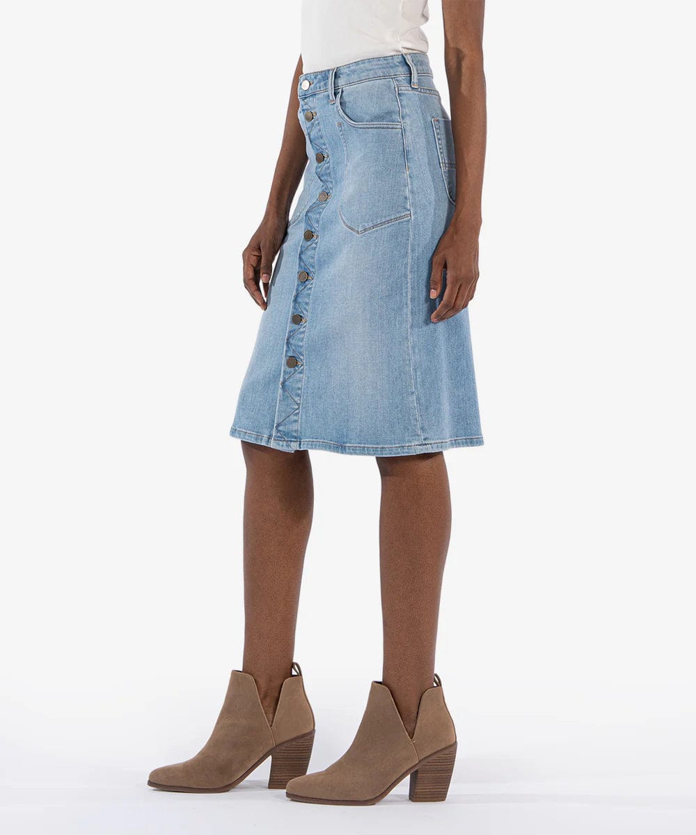 KUT from the Kloth Skirt Rose Porkchop Denim Skirt