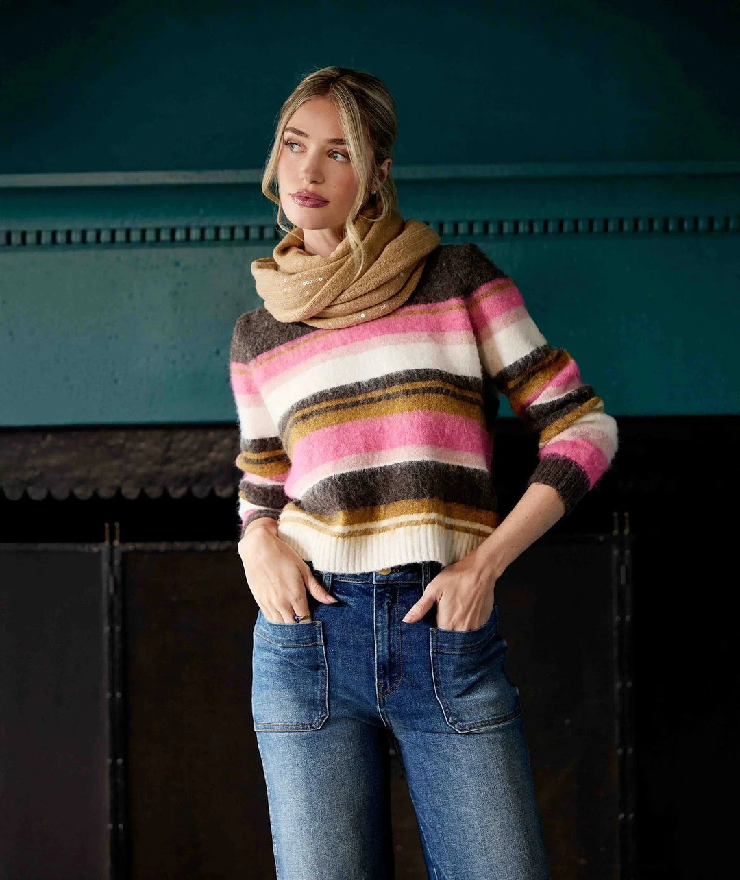KUT from the Kloth Sweater Brown / Pink / S Elvira Sweater