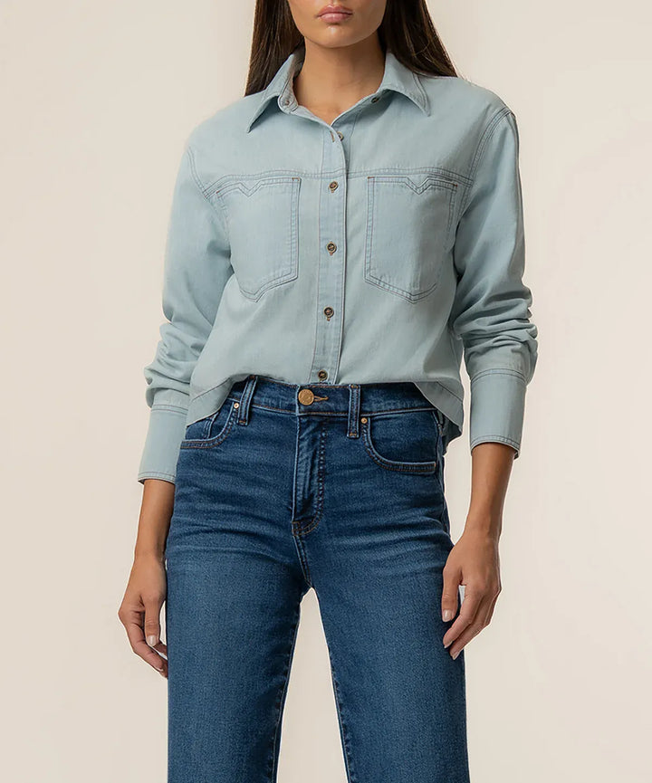 KUT from the Kloth Top Advantage / S Aubrey Denim Crop Shirt