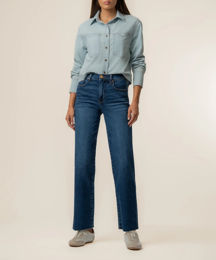 KUT from the Kloth Top Aubrey Denim Crop Shirt