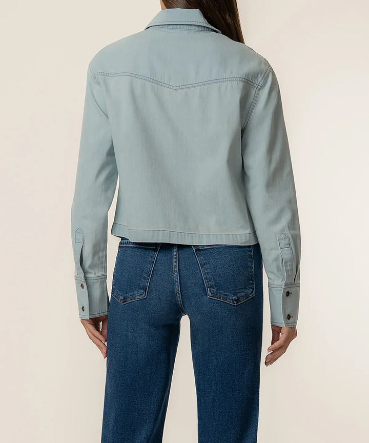 KUT from the Kloth Top Aubrey Denim Crop Shirt