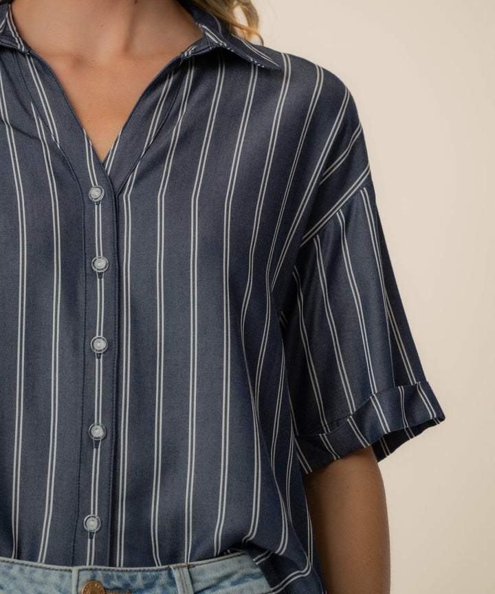 KUT from the Kloth Top Brenda Stripe Boxy Shirt