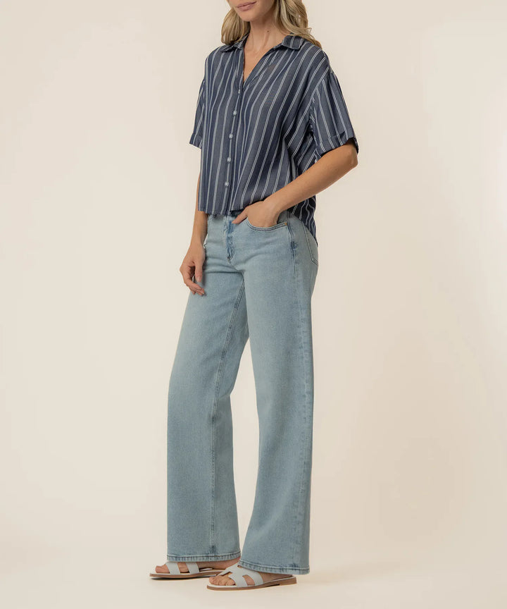 KUT from the Kloth Top Brenda Stripe Boxy Shirt