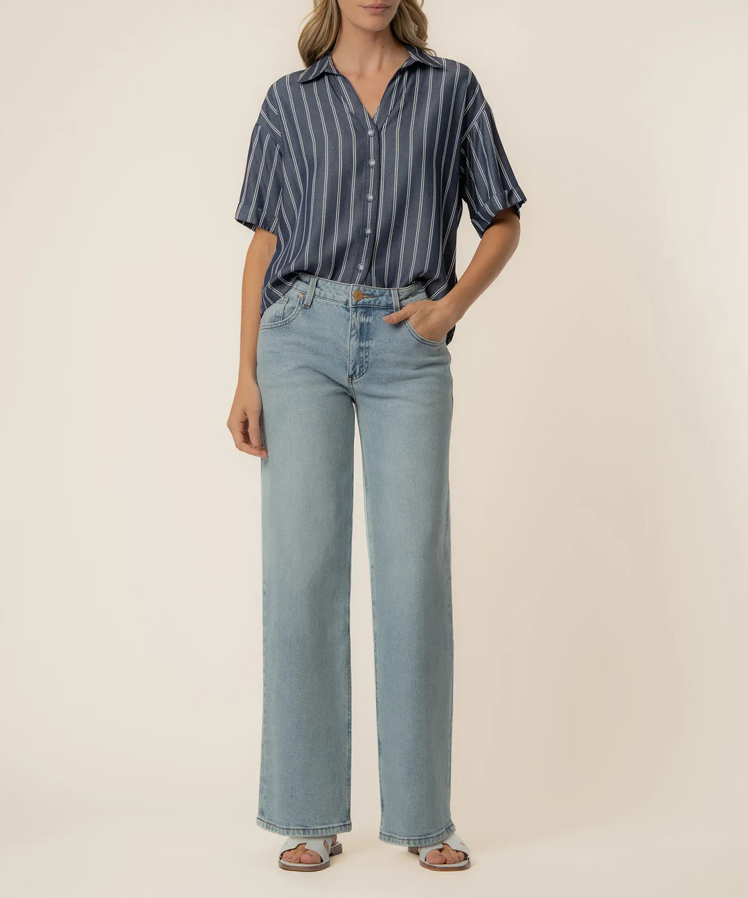 KUT from the Kloth Top Brenda Stripe Boxy Shirt