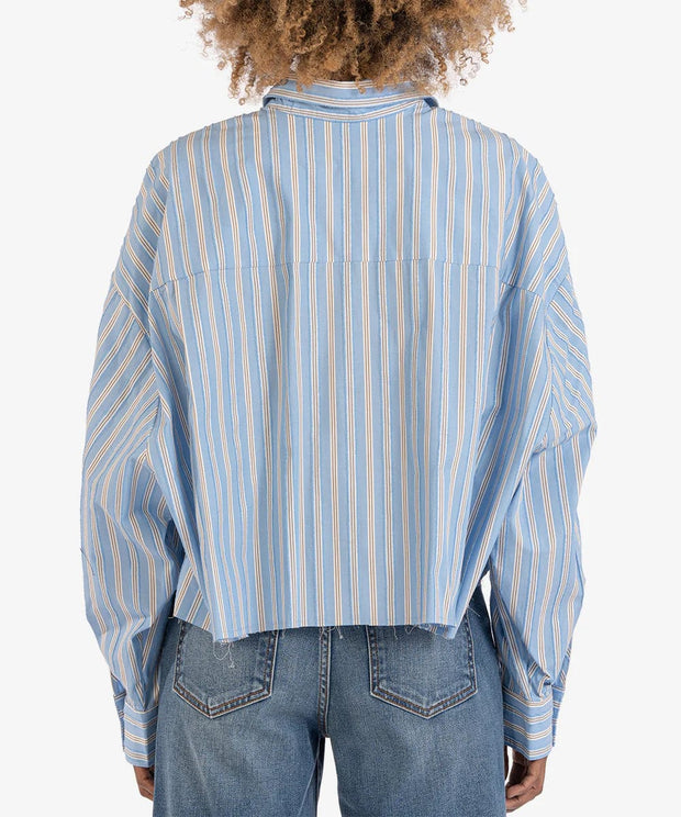 KUT from the Kloth Top Julane Stripe Crop Shirt