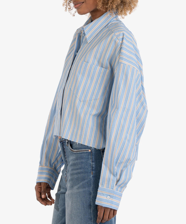 KUT from the Kloth Top Julane Stripe Crop Shirt