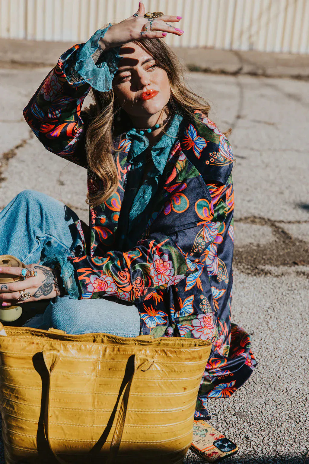 Lady The Brand Blazer Navy Multi Floral / S/M Lorelei Velvet Blazer