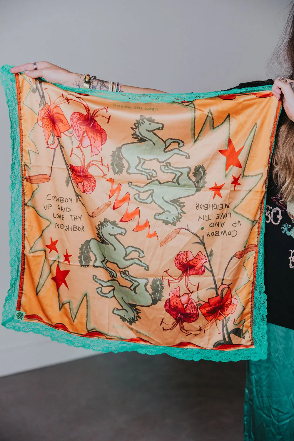 Lady The Brand Scarf One Size Love Thy Neighbor Satin Bandana