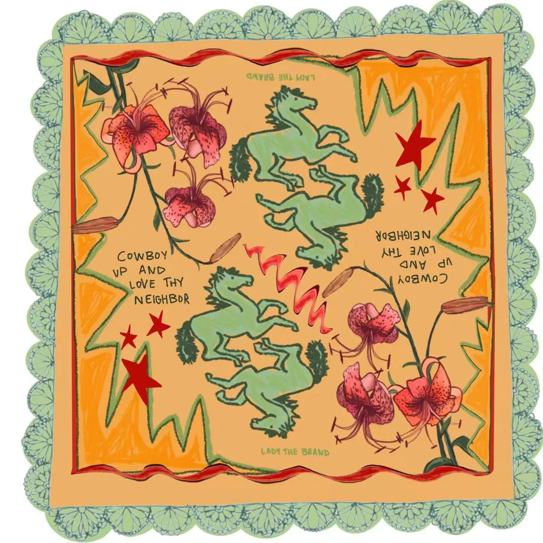 Lady The Brand Scarf One Size Love Thy Neighbor Satin Bandana
