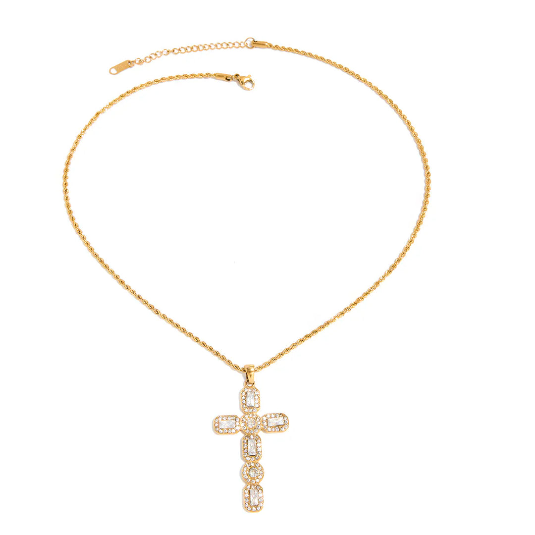 Lauren Kenzie Beth Cross Necklace featuring a delicate cross pendant on a fine chain, elegant jewelry for everyday wear