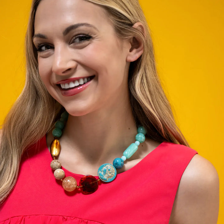 Leetie Lovendale Necklace Turquoise Cameo Coin Necklace