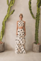 Lena Leah Polka Dot Set featuring a coordinated top and bottom with black and white polka dot pattern.