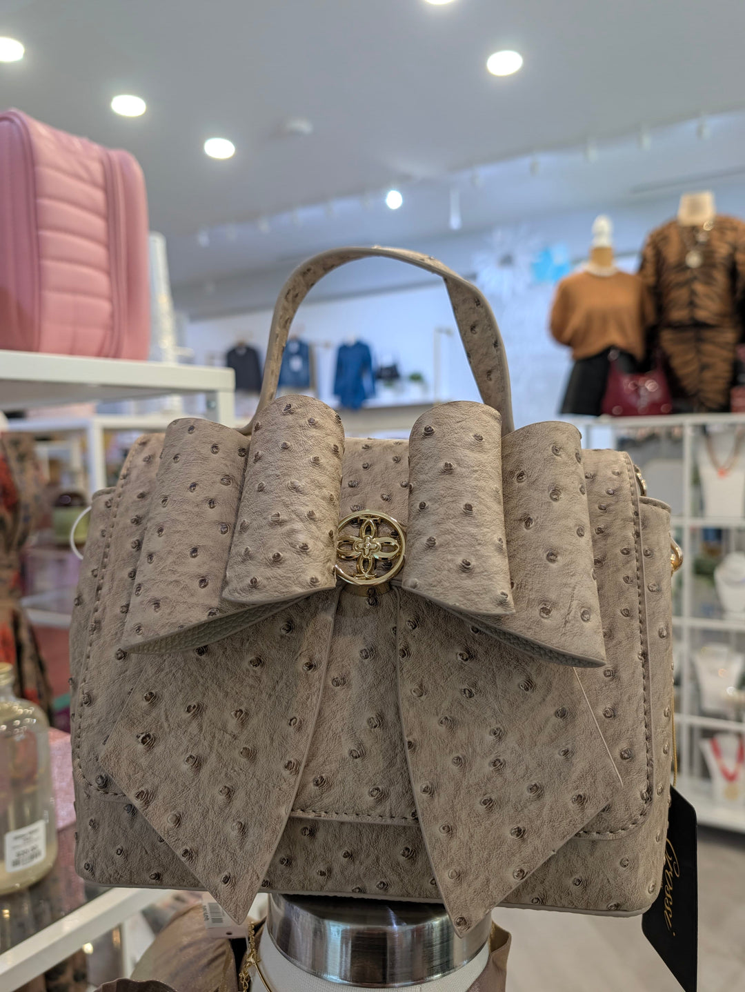 Like Dreams Purse Beige Lisette Bow Crossbody Bag