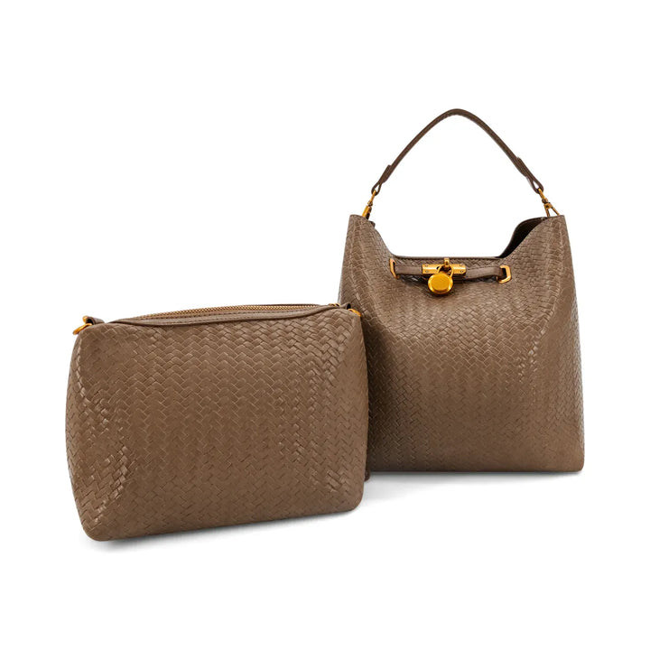 Like Dreams Purse Brown Viene Woven Top Handle Crossbody