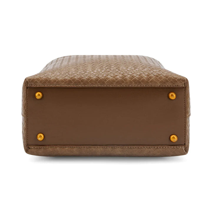 Like Dreams Purse Brown Viene Woven Top Handle Crossbody