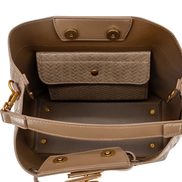 Like Dreams Purse Brown Viene Woven Top Handle Crossbody