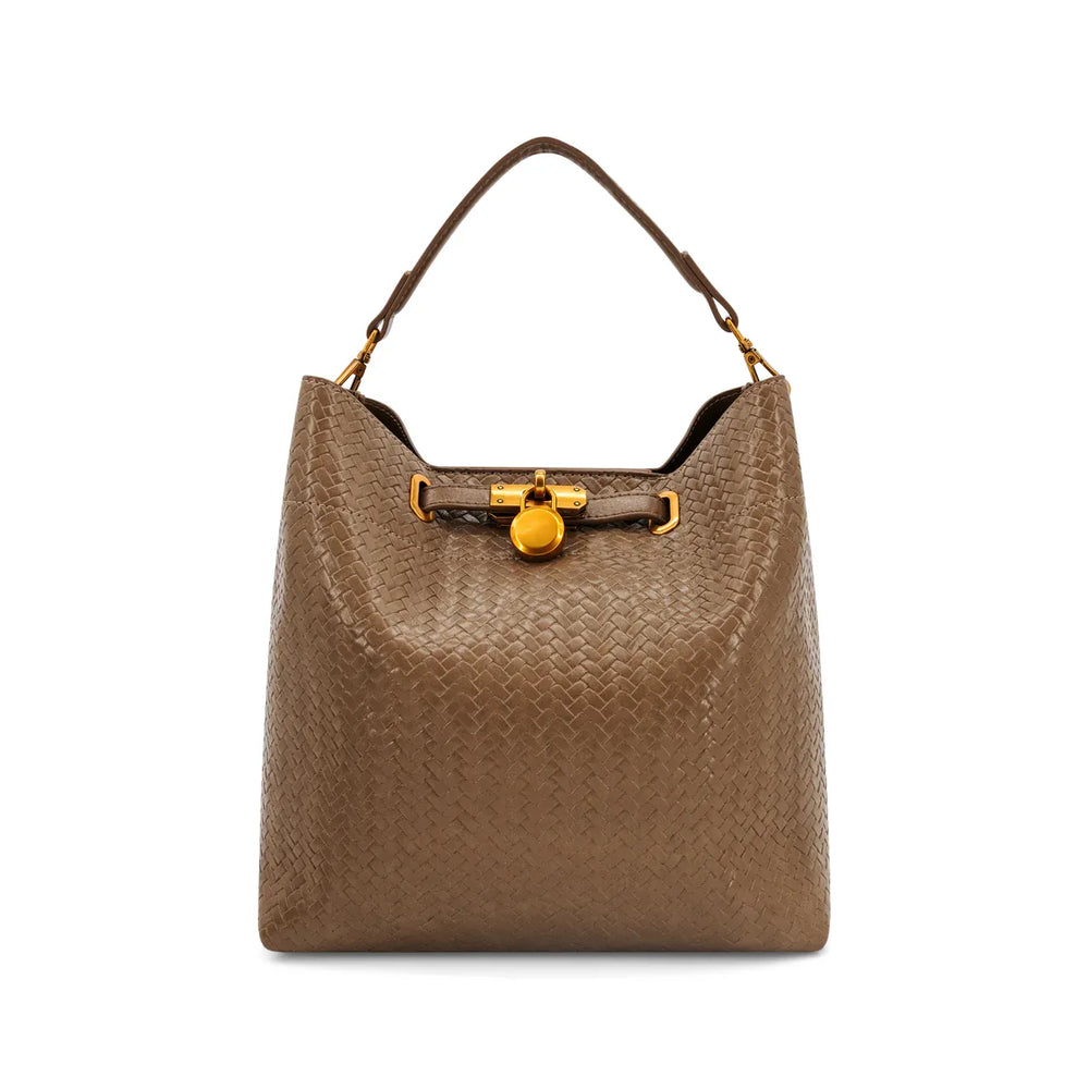 Like Dreams Purse Brown Viene Woven Top Handle Crossbody