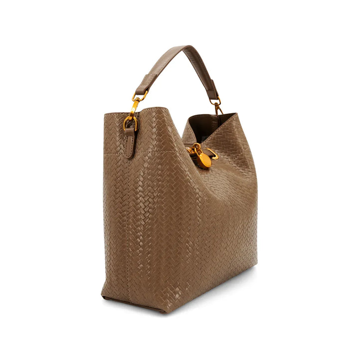 Like Dreams Purse Brown Viene Woven Top Handle Crossbody