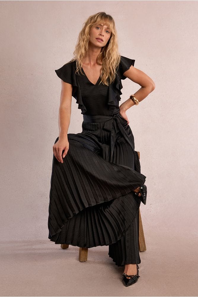 Lili Sidonio Maxi Dress Black / XS Maggie Pleated Maxi Dress