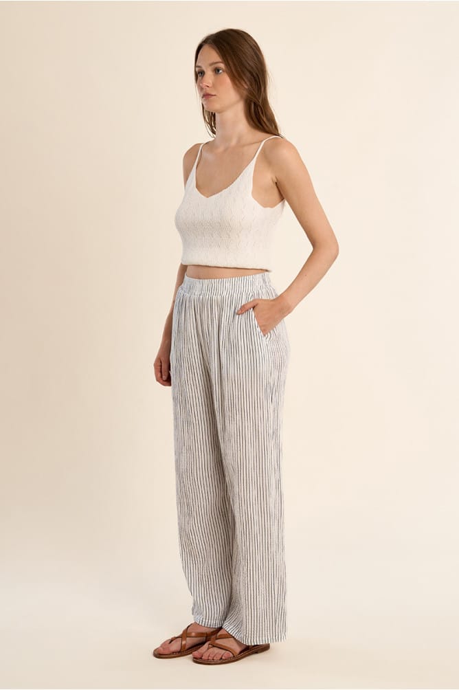 Leila Striped Pants – Teal Poppy
