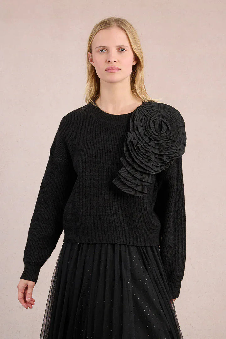 Lili Sidonio Sweater Black / S Kori Floral Accent Sweater
