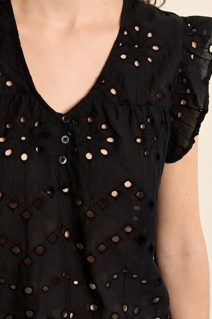Lili Sidonio Top Talia Open Embroidery Top