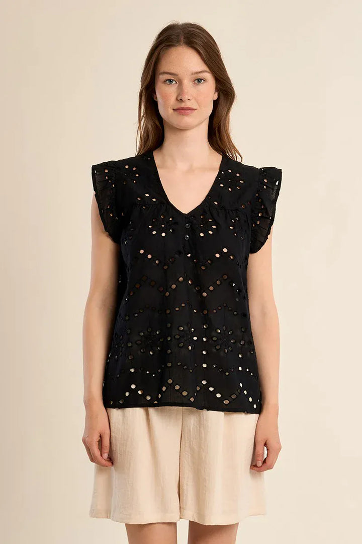 Lili Sidonio Top Talia Open Embroidery Top